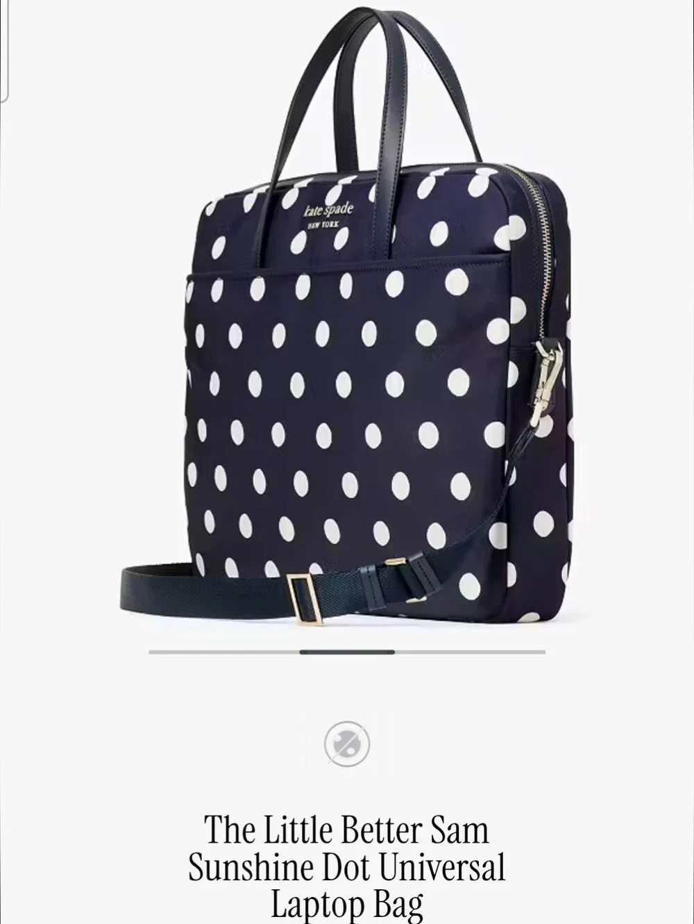 Kate Spade The Little Better Sam Sunshine Dot Universal Laptop Bag. Navy